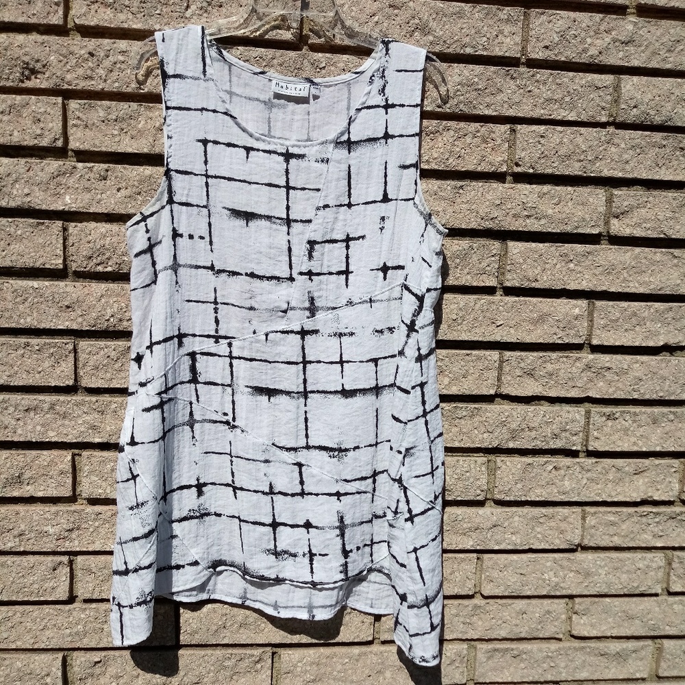 Habitat Sleeveless L White/ Black Shirt Top